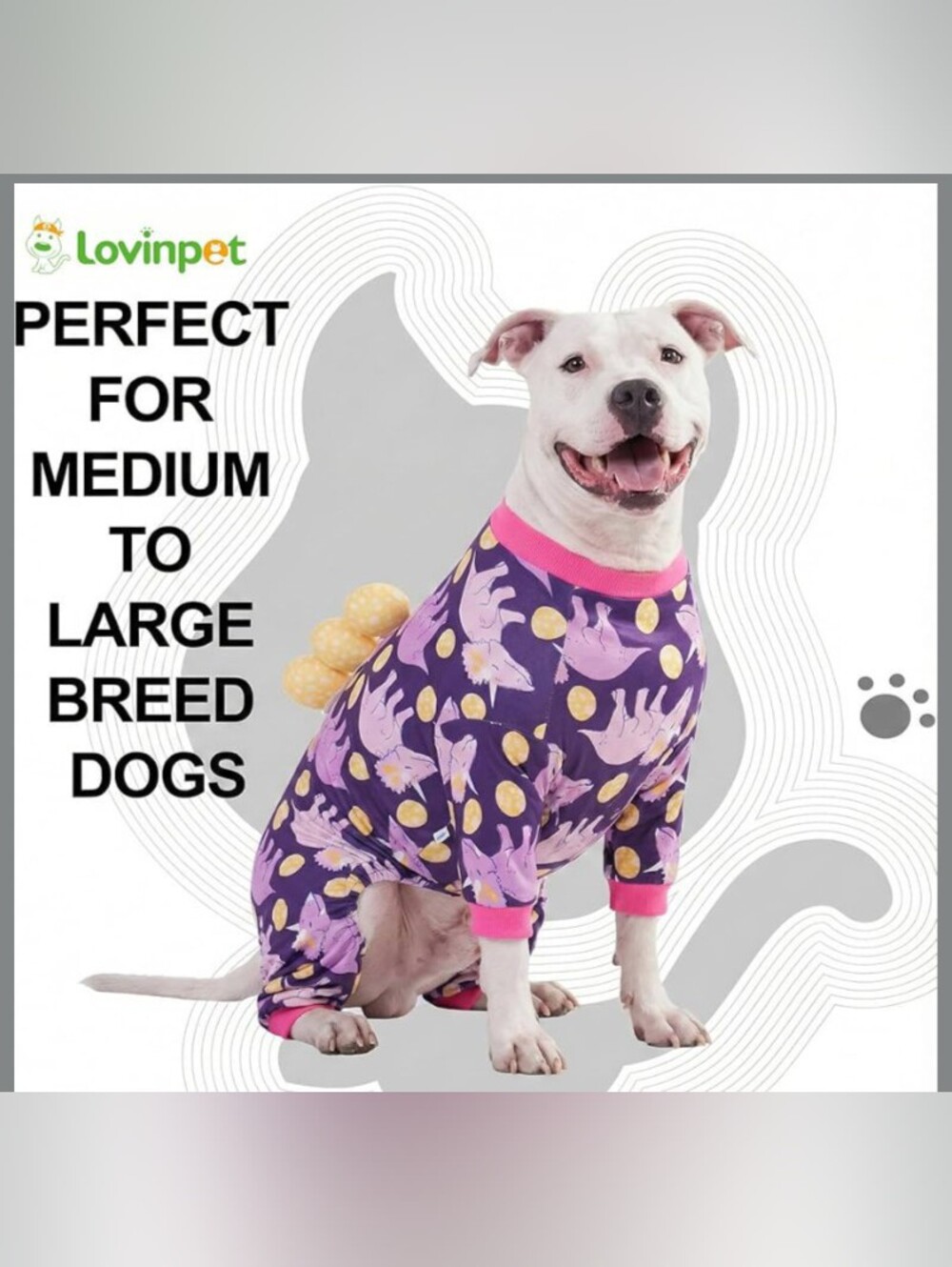 LovinPet Large Dog 🐶 Pajamas, Four-Leg Stretch Onesie Bodysuit,Size L - Picture 2 of 8